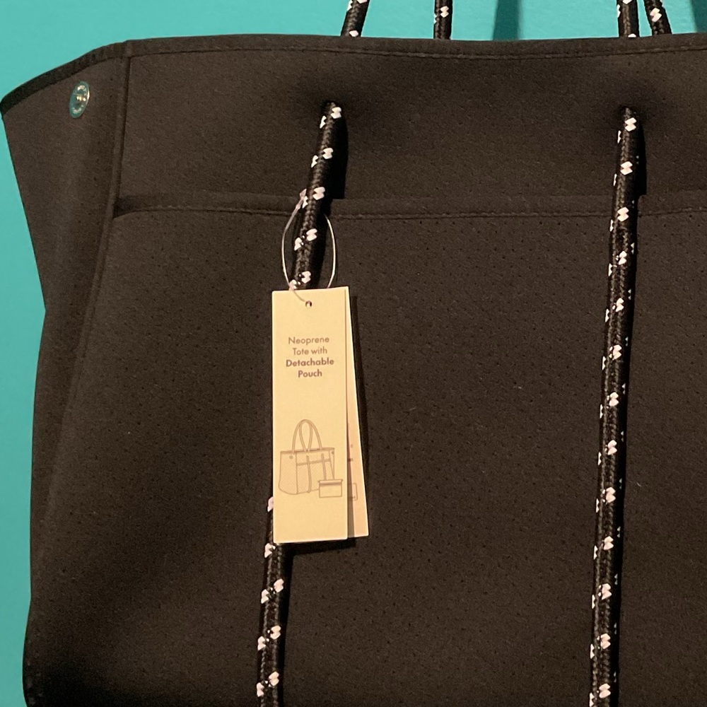 Black Drawstring Tote Bag with Rope Handles - Picture 4 of 4